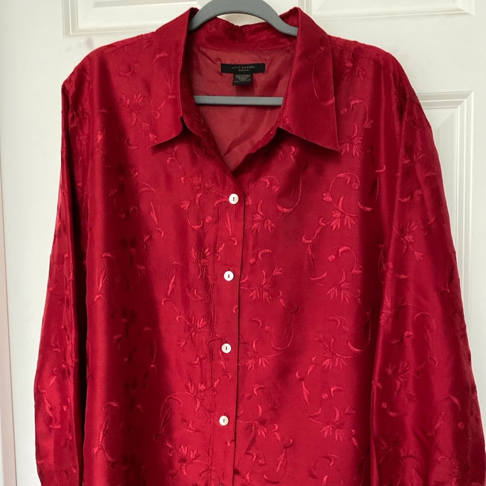 Anne Carson Plus Size Silk Shirt/Jacket